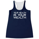 WOMEN'S YOUR HEALTH IS YOUR WEALTH TANK TOP (Navy)
