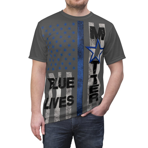 MEN'S BLUE LIVES MATTER T-Shirt (Dark Gray / Black Print)
