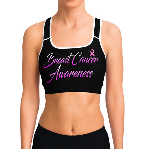 BREAST CANCER AWARENESS SPORTS BRA (Black)