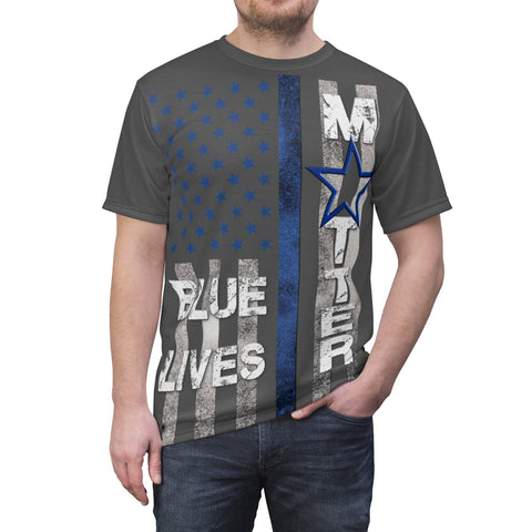 MEN'S BLUE LIVES MATTER T-Shirt (Dark Gray)