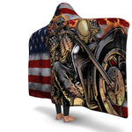 AMERICAN FLAG & BIKER HOODED BLANKET