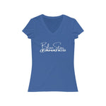 WOMEN'S BLUE STAR FANATICS V-NECK T-SHIRT (White Print)