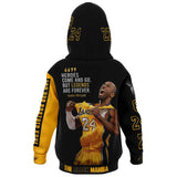 Back of Custom Designed Pullover Hoodie commemorating the 2020 NBA Finals when the Lakers won in Honor of the Black Mamba Kobe Bryant and Gianna Bryant