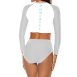 "Strong & Beautiful" Long Sleeve Tankini Swimsuit (White and Gray)