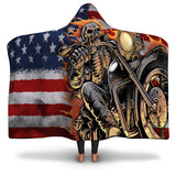 AMERICAN FLAG & BIKER HOODED BLANKET