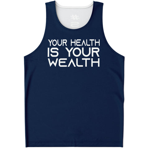 MEN'S YOUR HEALTH IS YOUR WEALTH TANK TOP (Navy)