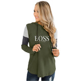 "Boss" Women's Patchwork Long Sleeve Shirt w/Hood