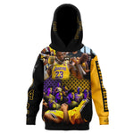 Custom Designed Youth Pullover Hoodie commemorating the 2020 NBA Finals when the Lakers won in Honor of the Black Mamba Kobe Bryant and Gianna Bryant