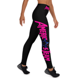 AMERICA'S TEAM YOGA LEGGINGS (Black / Hot Pink Print / Blue Star)