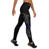 AMERICA'S TEAM YOGA LEGGINGS (Black / Gray Print / Blue Star)