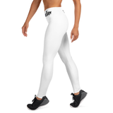 AMERICA'S TEAM YOGA LEGGINGS (White / Black Print / Blue Star)