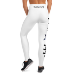 AMERICA'S TEAM YOGA LEGGINGS (White / Black Print / Blue Star)