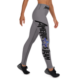 AMERICA'S TEAM LEGGINGS (Gray / Black Print / Blue Star)