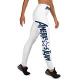 AMERICA'S TEAM YOGA LEGGINGS (White / Navy Print / Blue Star)
